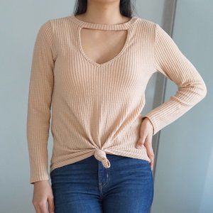 Open neck long sleeve blouse